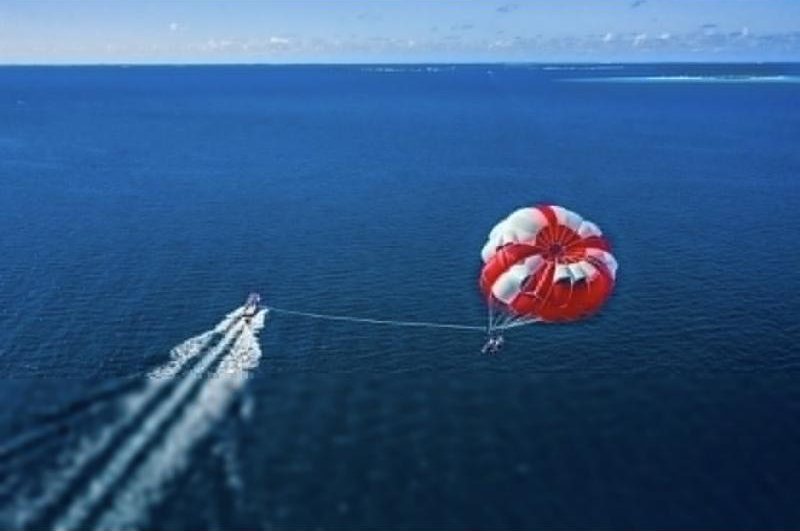 Parasail over deep blue water